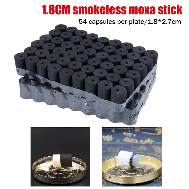 54 Pcs Thin Type Smokeless Moxibustion Rolls Pure Mugwort Herb Meridian Acupoint Heating Therapy Warm Massage Moxa Sticks