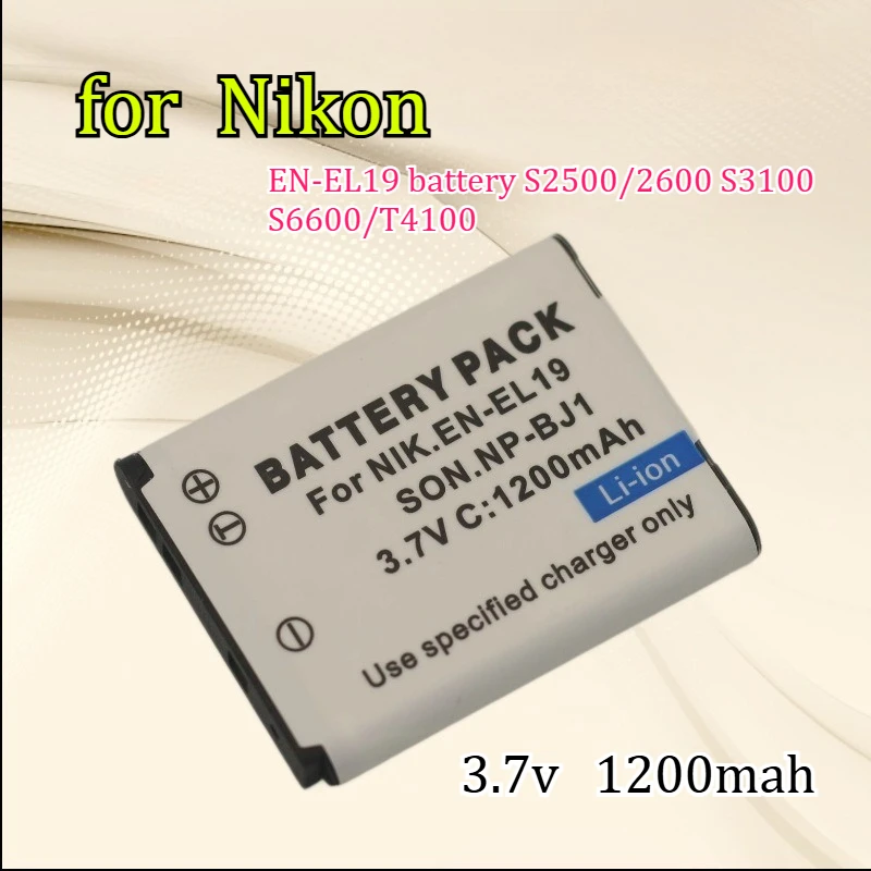 3.7v 1200mAh Suitable for Nikon CCD Camera EN-EL19 Battery S2500/2600 S3100 S6600/T4100 Charger  Range Digital Battery