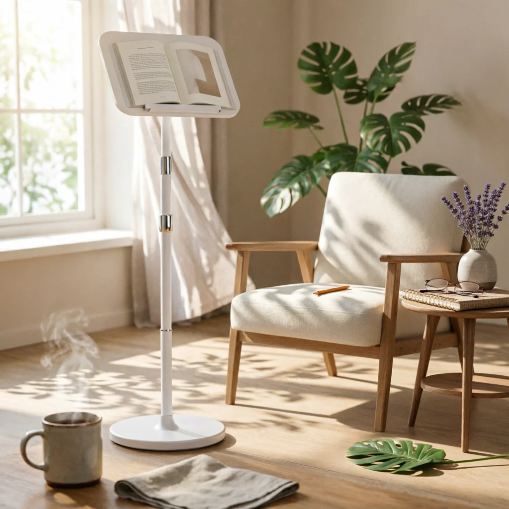 Floor Music Stand Telescopic Book Stand with Base Floor Book Holder Handsunoccupied Heavy Duty for Readers, Home Study