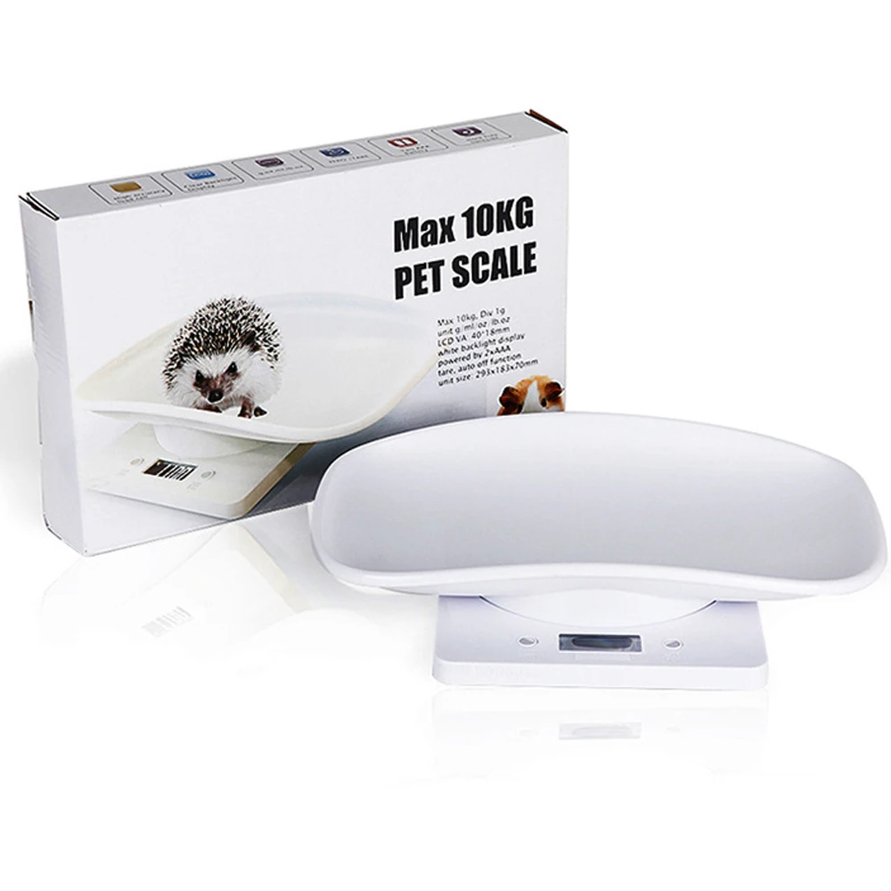 Pet Dog/Cat Electronic Scale LCD Display Pet Hospital/Kitchen Balance 29*18cm Removable Tray Scales Max Weighing 10KG