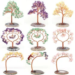 Natural 7 Chakra Healing Crystals Quartz Lucky Tree Tumbled Gemstone Stones Money Trees Feng Shui Ornaments Home Decoration Gift