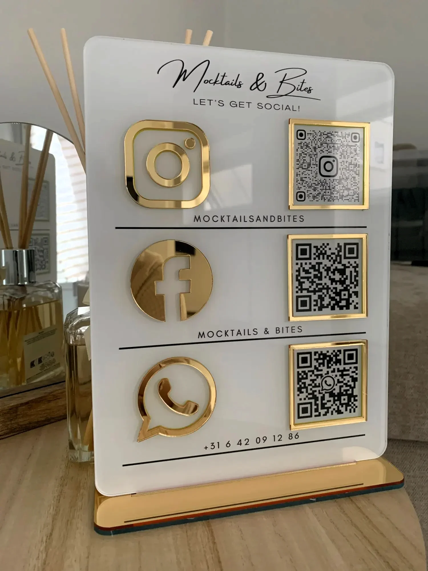 

Multi QR Code Sign Triple Icon and QR Code Instagram Business Social Media Sign Beauty Salon Hairdressers Beautician Signage