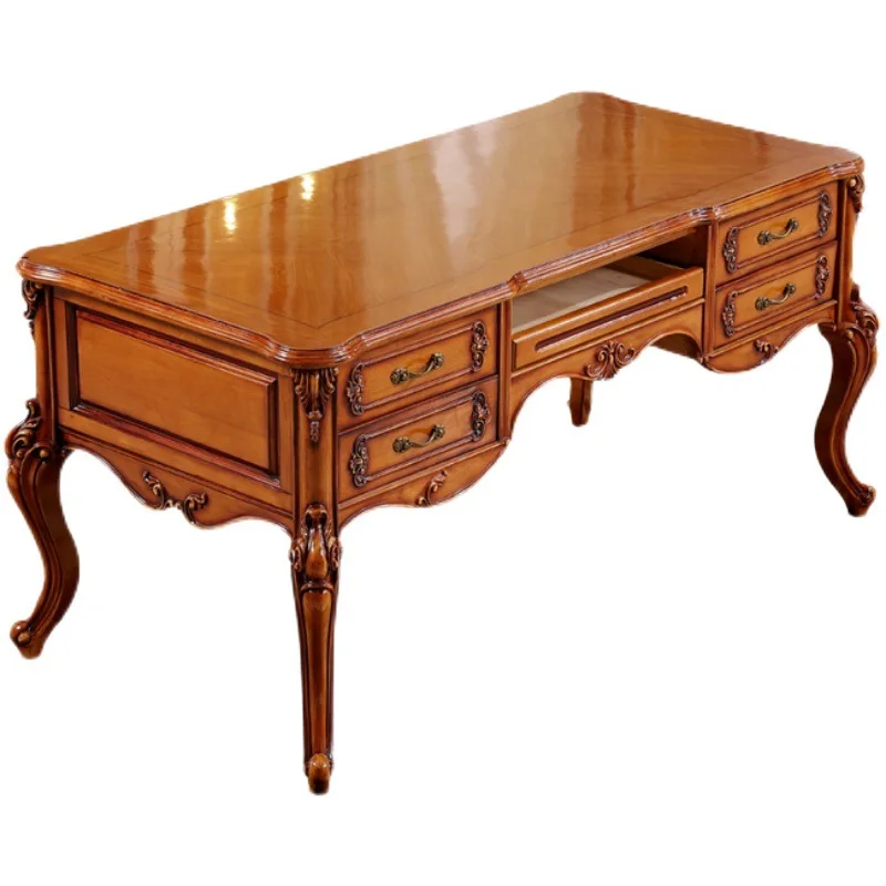 

European solid wood, desk and chair combination, desk rack