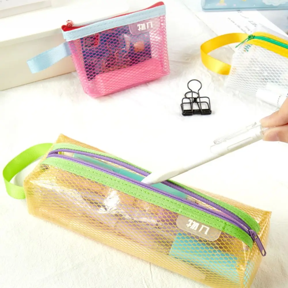 Портативный сетчатый пенал на молнии, большая вместительная сумка для хранения канцелярских принадлежностей, сумка для маркеров, треугольные сумки, сумка-органайзер