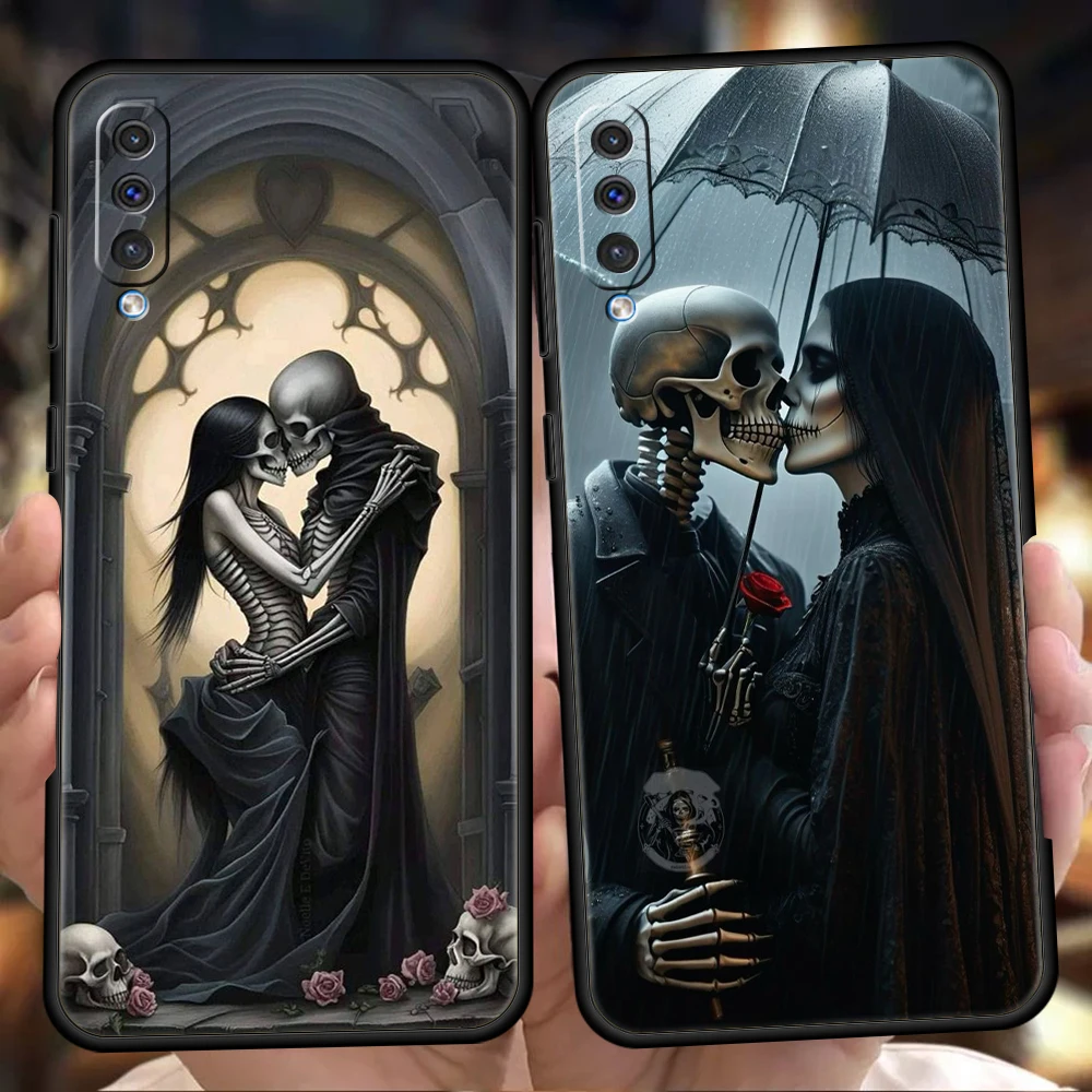 Love Skeleton Skull Phone Case for Samsung Galaxy A24 A13 A53 A73 A33 A22 A12 A02 A03 A05 A70 A50 A10 A20 5G Silicone Shell Bags