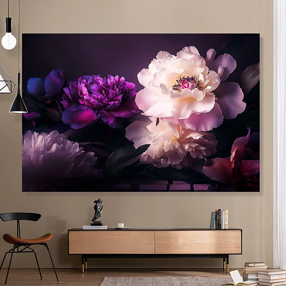 Luxury Floral Peony Wall Art Canvas Tapestry Abstract Botanical Prints for Living Room Bedroom Home Decor Modern Aesthetic Gift