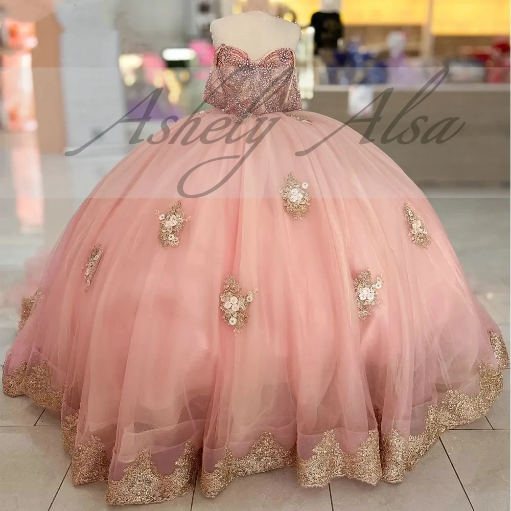 Aangepaste prinses meisje Quinceanera baljurk jurken off-shoulder kristallen strik vloerlengte dames prom speciale gelegenheid jurk