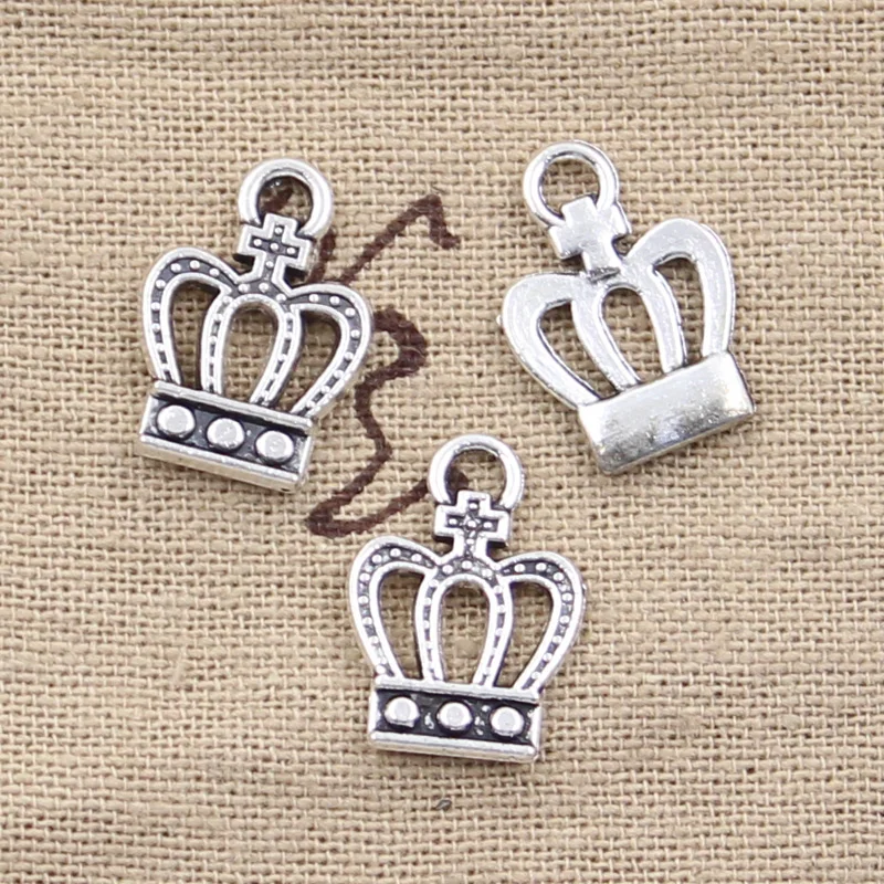 15pcs Charms crown with cross 13x18mm Antique Silver Color Pendants Making DIY Handmade Tibetan Finding Jewelry