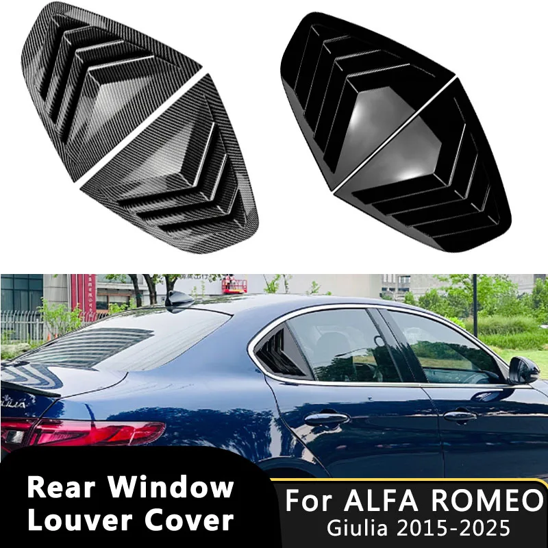 

Car Rear Side Window Shutter Cover Side Door Panel Vent Glass Louver Cap Trim For Alfa Romeo Giulia 2015-2025 Auto Accessories