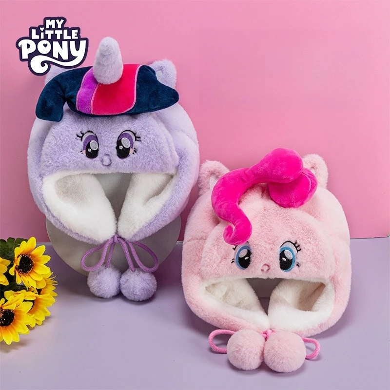 

Miniso Little Pony, детская шапка, шарф, комплект из двух предметов, интегрированный плюшевый ветрозащитный комплект с капюшоном для девочек