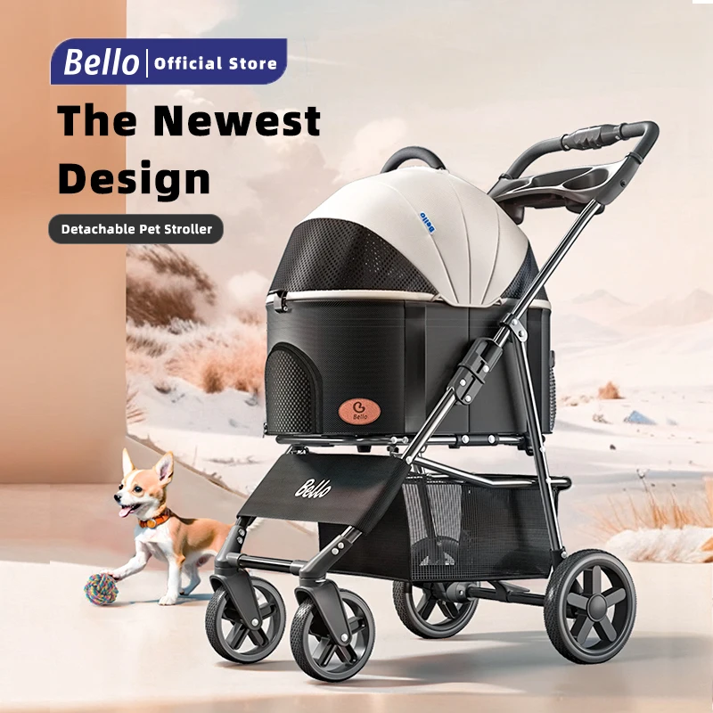 

Bello Newest Pet stroller Detachable pet parm Lightweight Portable Small Cart Pusher For Dog Cat Bag Separation Carrier