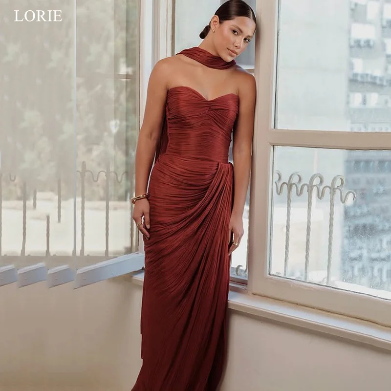 

LORIE Elegant Evening Dress Pleated Strapless Ribbons Party Dresses Formal Mermaid Prom Gowns Customized