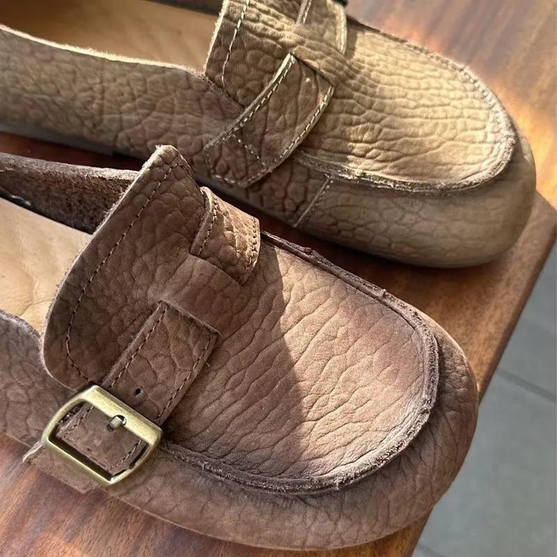 Women's Shoes 2026 Top Layer Cowhide Loafers, New Retro Flat Single Shoes for Women, Luxurious Bean Shoes for Moms Mary Jane