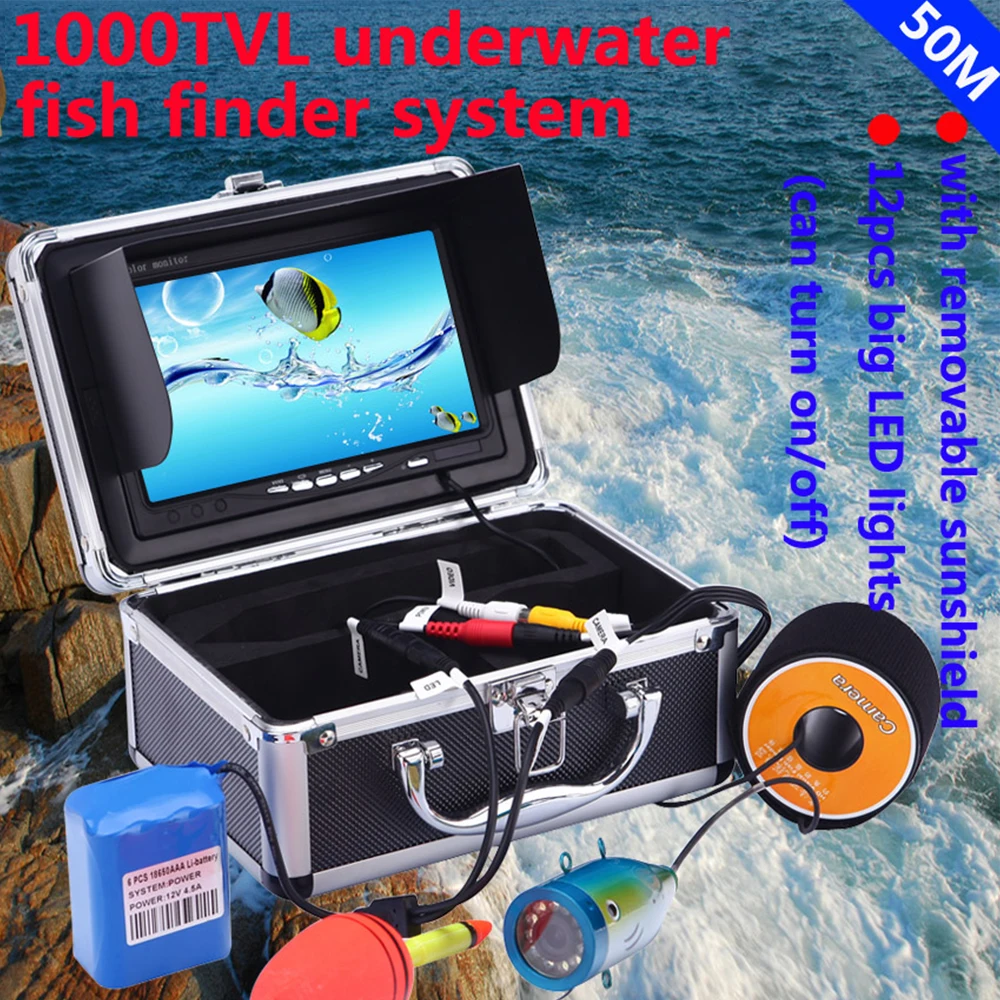 Underwater Fishing Camera 7 Inch LCD Monitor IP68 Waterproof 1000TVL Fish Finder