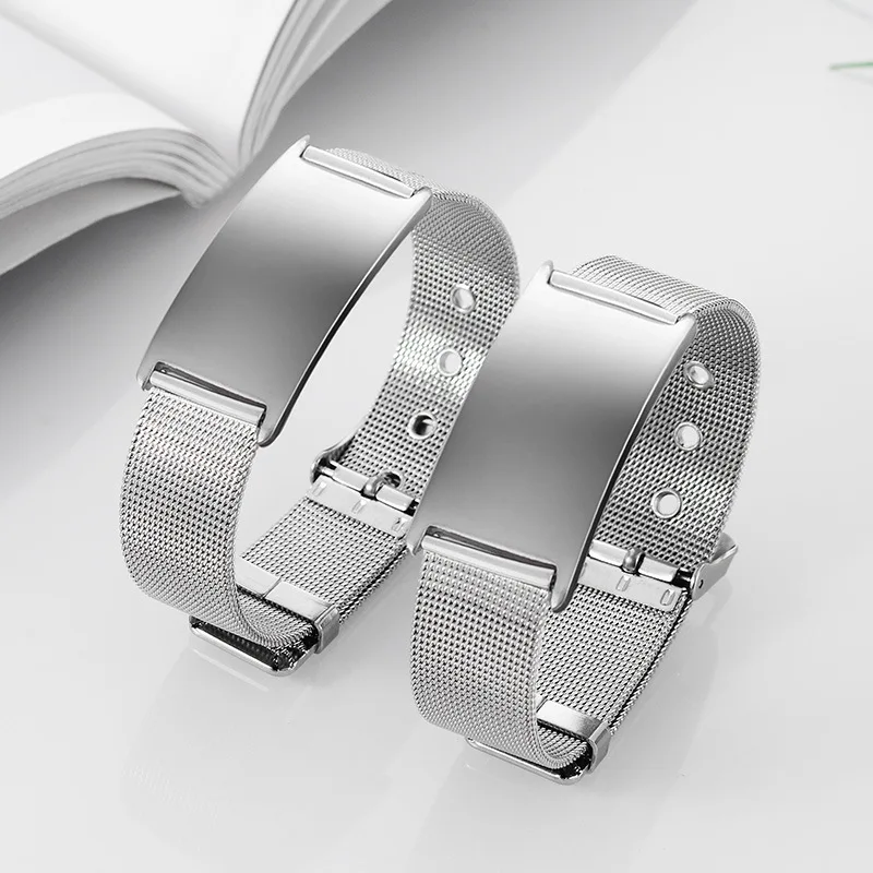 

10 шт., сетчатый ремешок из нержавеющей стали, гладкий, сделай сам, индивидуальные, с гравировкой, персонализированные ювелирные изделия, модные аксессуары для мужчин