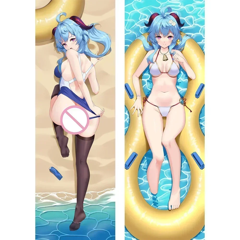 

Genshin Impact Ganyu Dakimakura Anime Pillow Case Waifu Body Double-sided Peach Skin Throw Cushion Cover Bed Decor Otaku Gift