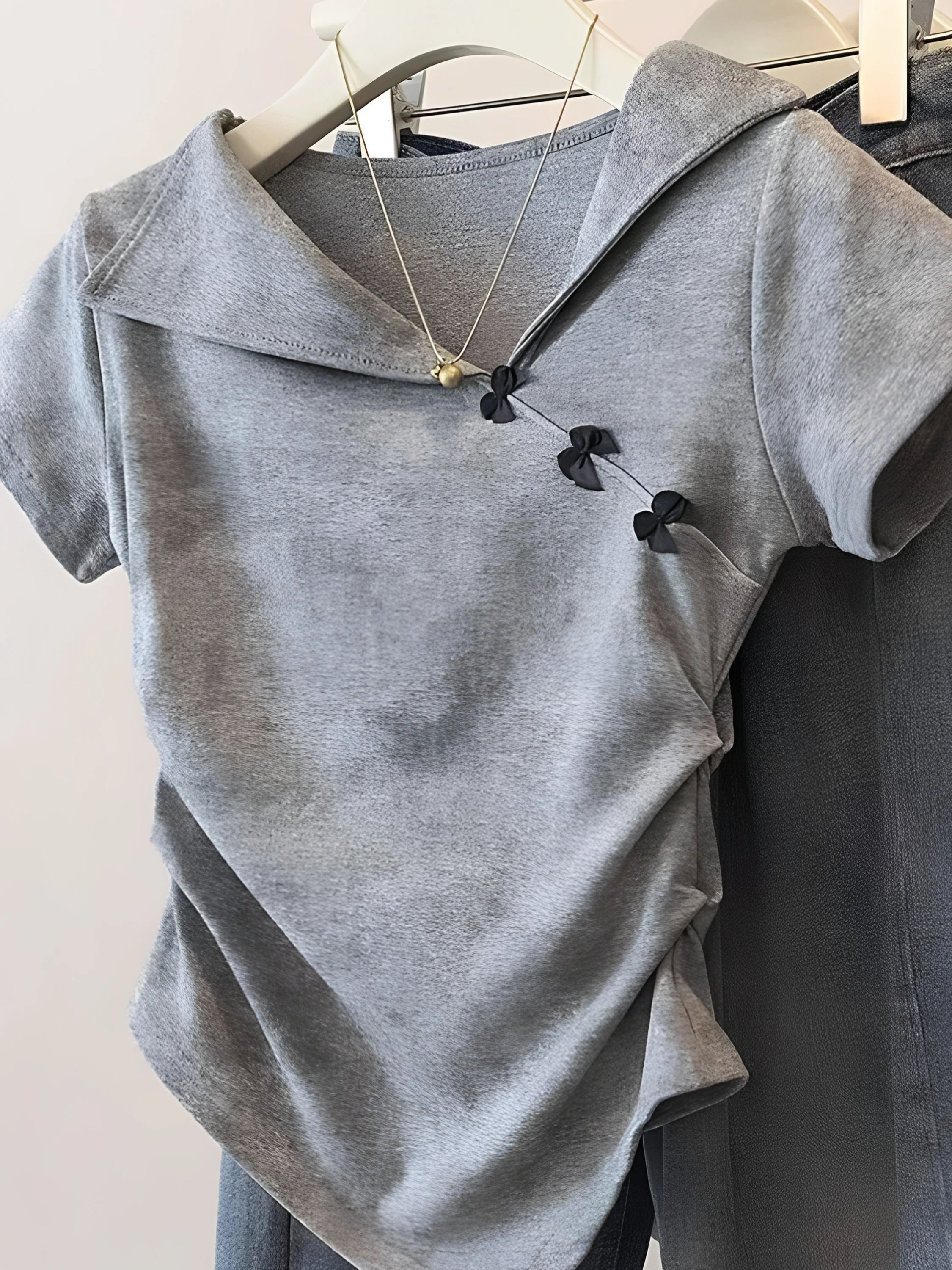 plus Size Women's Korean Style Slim Fit T-Shirt Short Sleeve Asymmetrical Design Breathable Comfortable Summer Fashionable Top