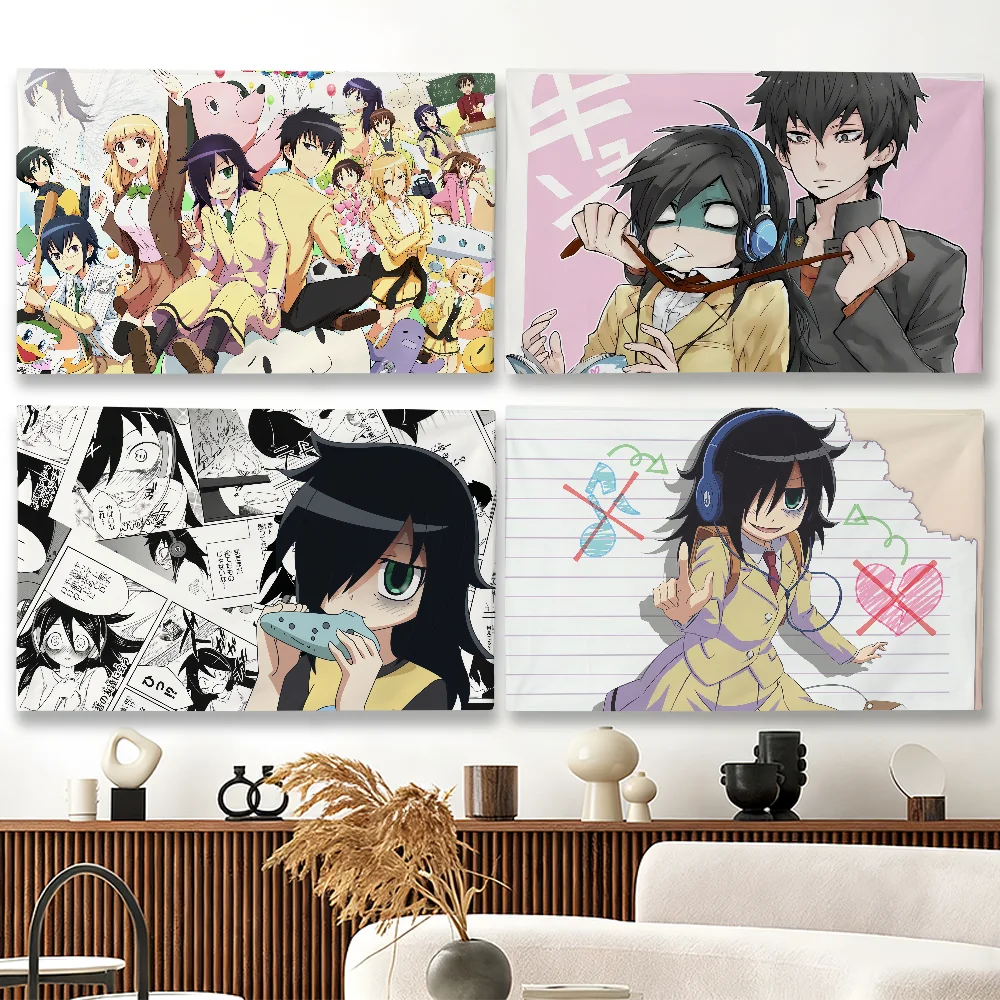 Bandera de 7Comic Watamote T-Tomoko Kuroki, adecuada para fiestas, clubes, decoración de pared interior y exterior, regalo para fanáticos