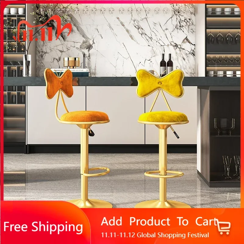 

Counter Velvet Bar Stools Reception Height Gaming Bedroom Barber Hairdressing Dining Chairs Minimalist Cadeira Unique Furniture