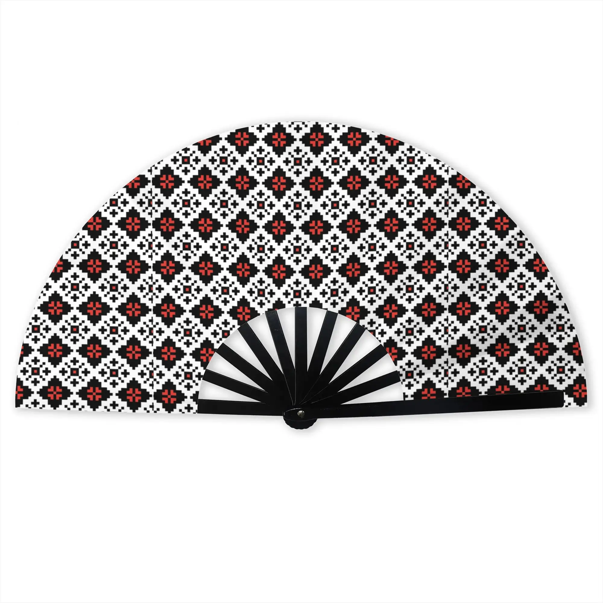 Ukrainian Traditional Embroidery Ornament Portable Pocket Fan Outdoor Ukraine Boho Ethnic Folding Fan Cooling Handheld Fans