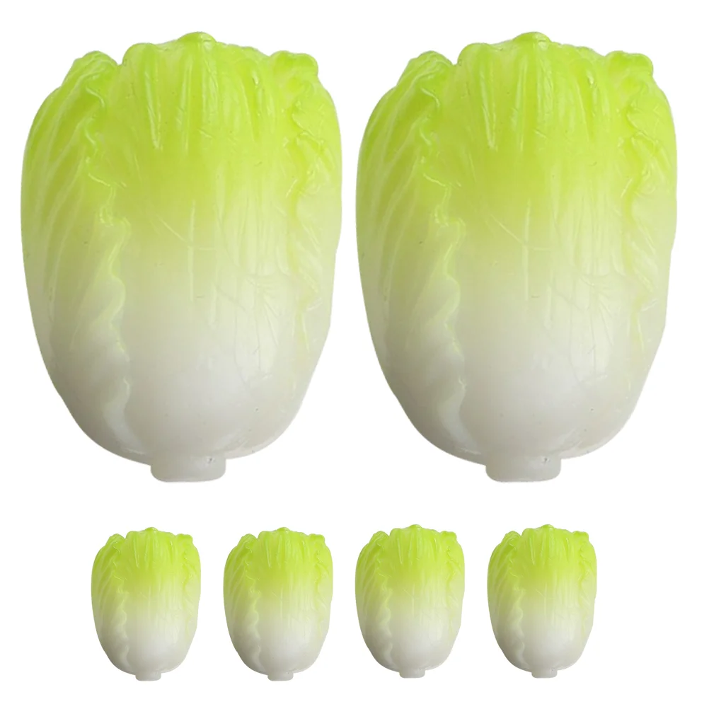 6 Pcs Cabbage Model Mini Vegetable Miniature Decor Scene Layout Prop House Resin Artificial Chinese