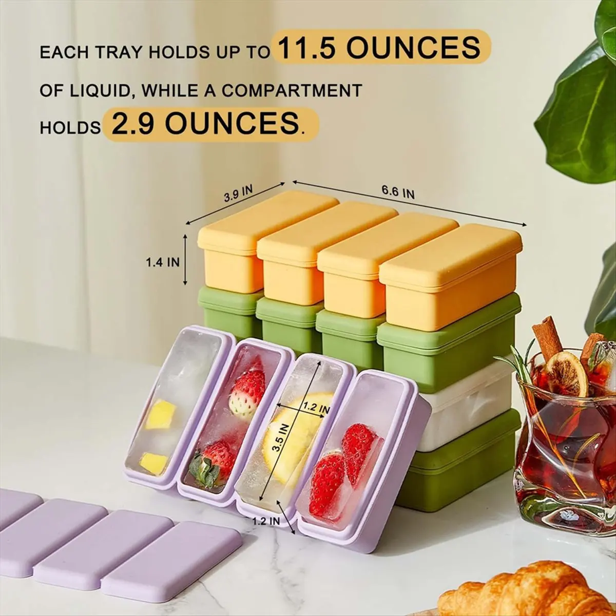 【FITTING!】Outdoor Ice Block Molds for Whiskey,Reusable Reinforced Silicone Molds Cold Plung Ice Mold Ice Maker Box Green