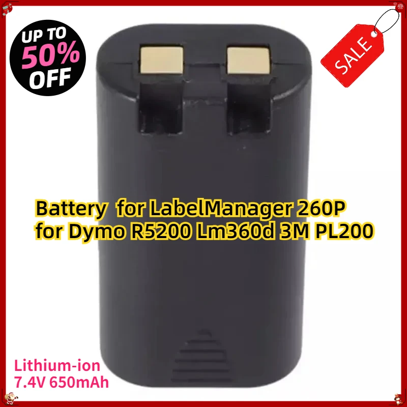 

650mAh Printer Battery for Dymo R5200 Lm360d 3M PL200 Lithium-ion Batteries for LabelManager 260P Replacement Bateria 7.4v