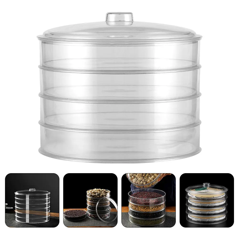 

Transparent Four-Layer Tea Cake Storage Box Stackable Household Food Storage Container Organizer Large Tea Leaves Canister