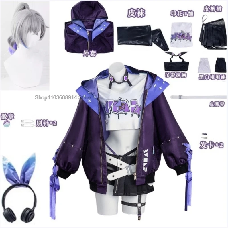 New Arrival Silver Wolf Cosplay Costume Wig COSPLAY Game Honkai Star Rail Uniform Headphones Props Stellaron Hunters Hacker Suit