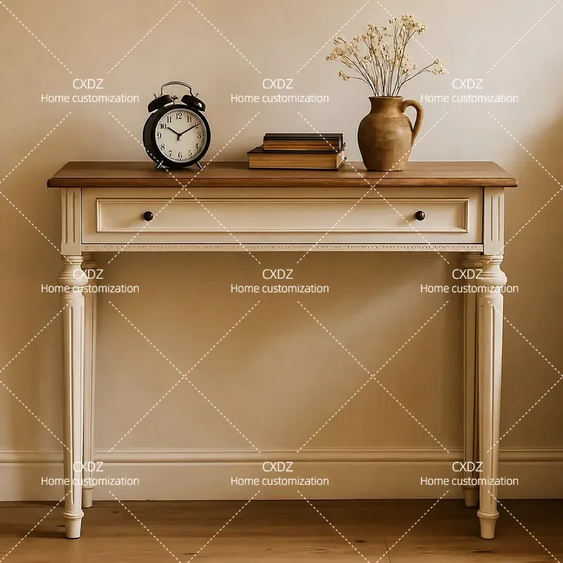 Solid Wood Entryway Table Narrow Console for Living Room Corridor Retro Wall Mounted Storage Side Table Opposite Door