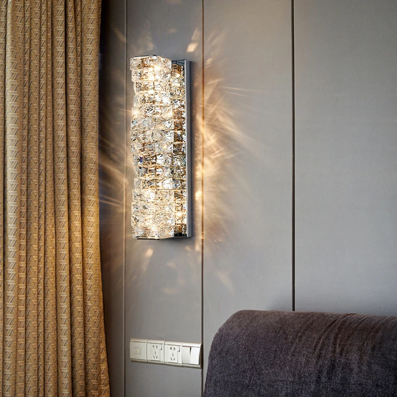 Imagem -04 - Modern Gold Crystal Wall Sconce Lâmpada Led para Sala de Estar Quarto tv Fundo Luzes Interiores Luminárias Domésticas Luxo k9