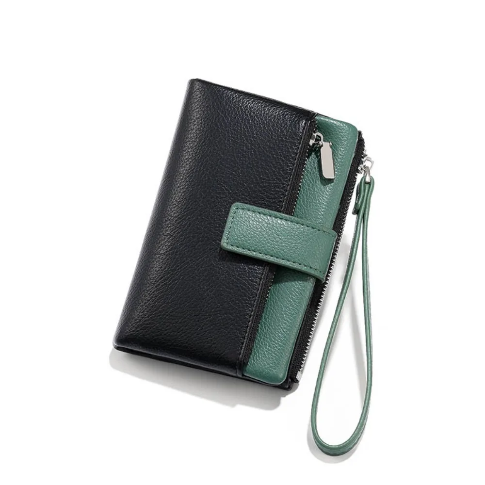 Korean PU Leather Ladies Clutch Wallet Two-Fold Large Capacity Coin Purse Color Splicing Ultra-Light Japanese Purse Daily Use