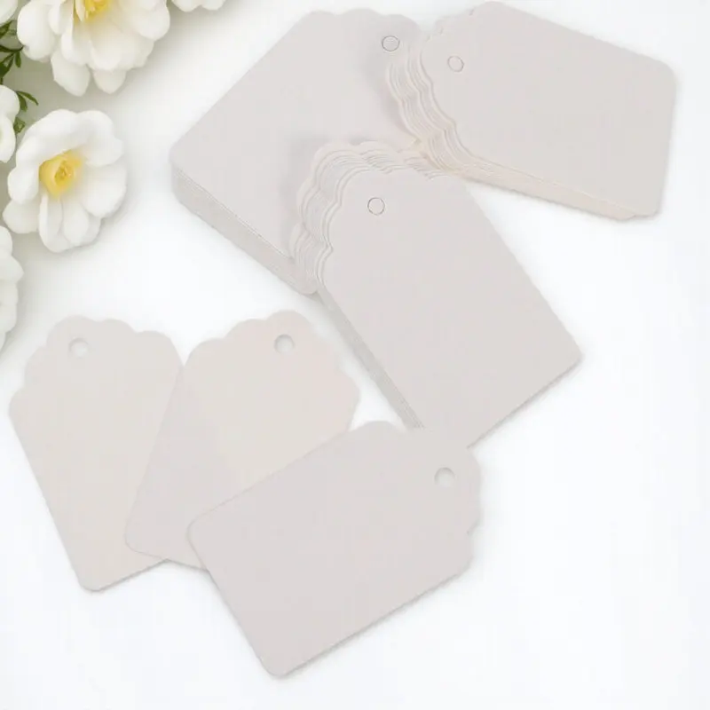 

1000Pcs Blank Price Display Tags Paper Hanging Labels for Apparel Footwear Accessories Stationery Retail Display Shelf