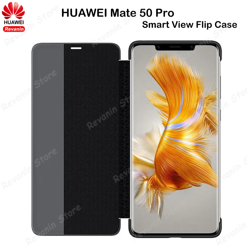 Original HUAWEI Mate 50 Pro Window View Flip Case Smart Sleep Wake up Leather Case Cover Protective Shell for Mate50 Pro