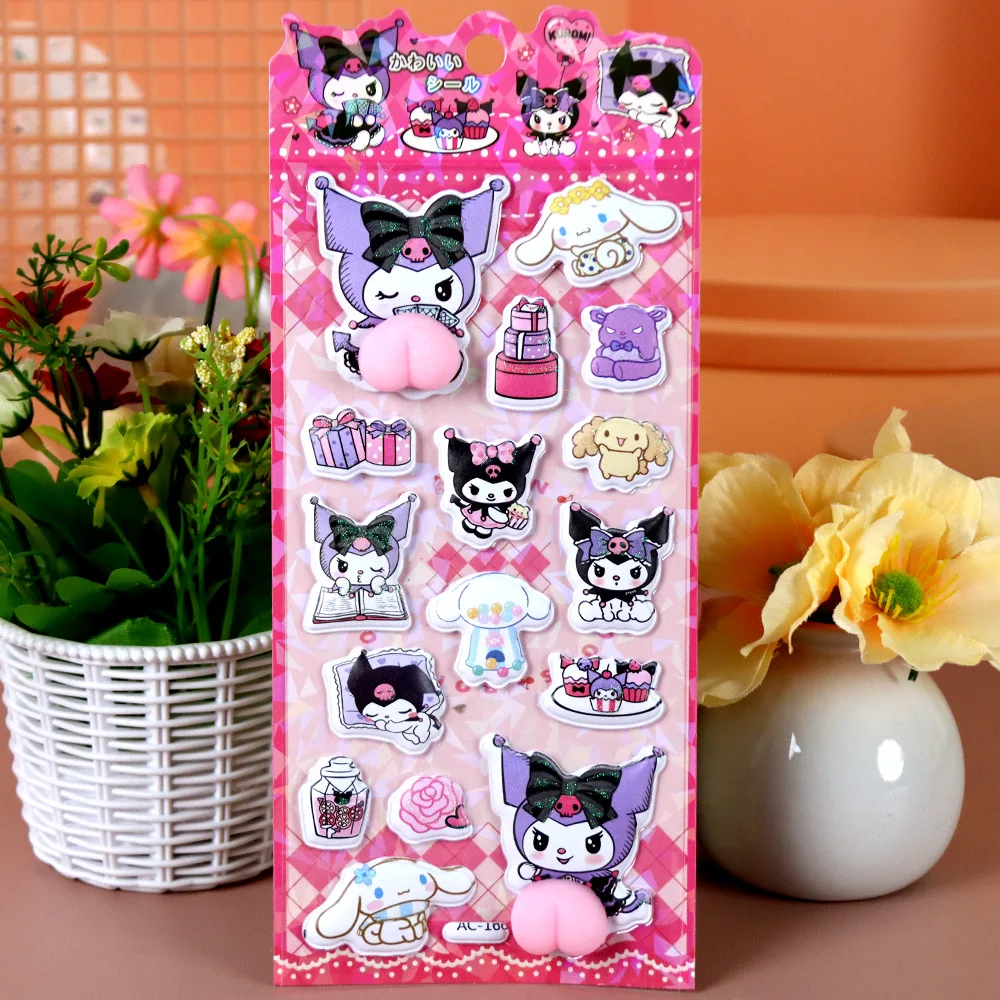 4 pz Carino Divertente Sanrio Butt Adesivi Cinnamoroll My Melody Kuromi 3D Sollievo Adesivo Kawaii Alleviare Lo Stress Squishy Decalcomanie Giocattolo Regalo