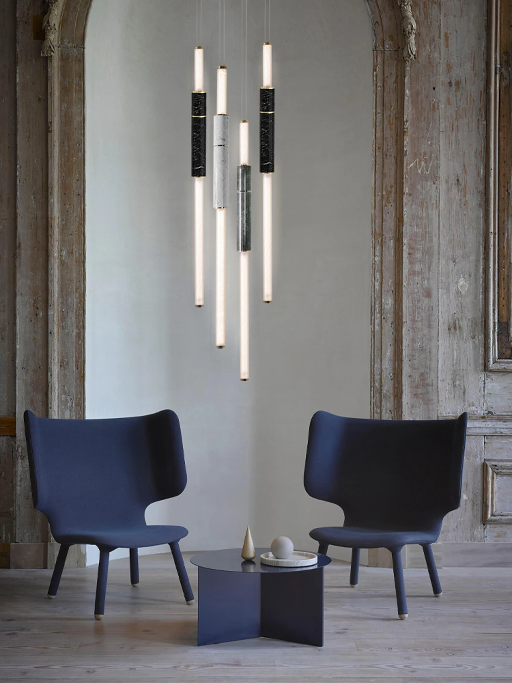 Dimmable LED Marble Linear Chandelier Alabaster