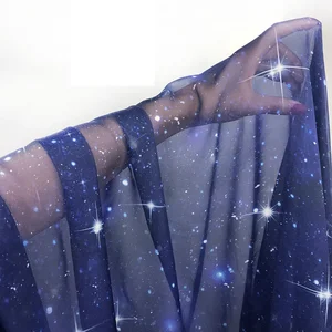 نسيج تصميم تول لخياطة الملابس ، طباعة ثلاثية الأبعاد ، نمط المجرة والنجمة ، مواد الموضة بالمتر أعلى 12 مبيعات 3D النسيج - No12