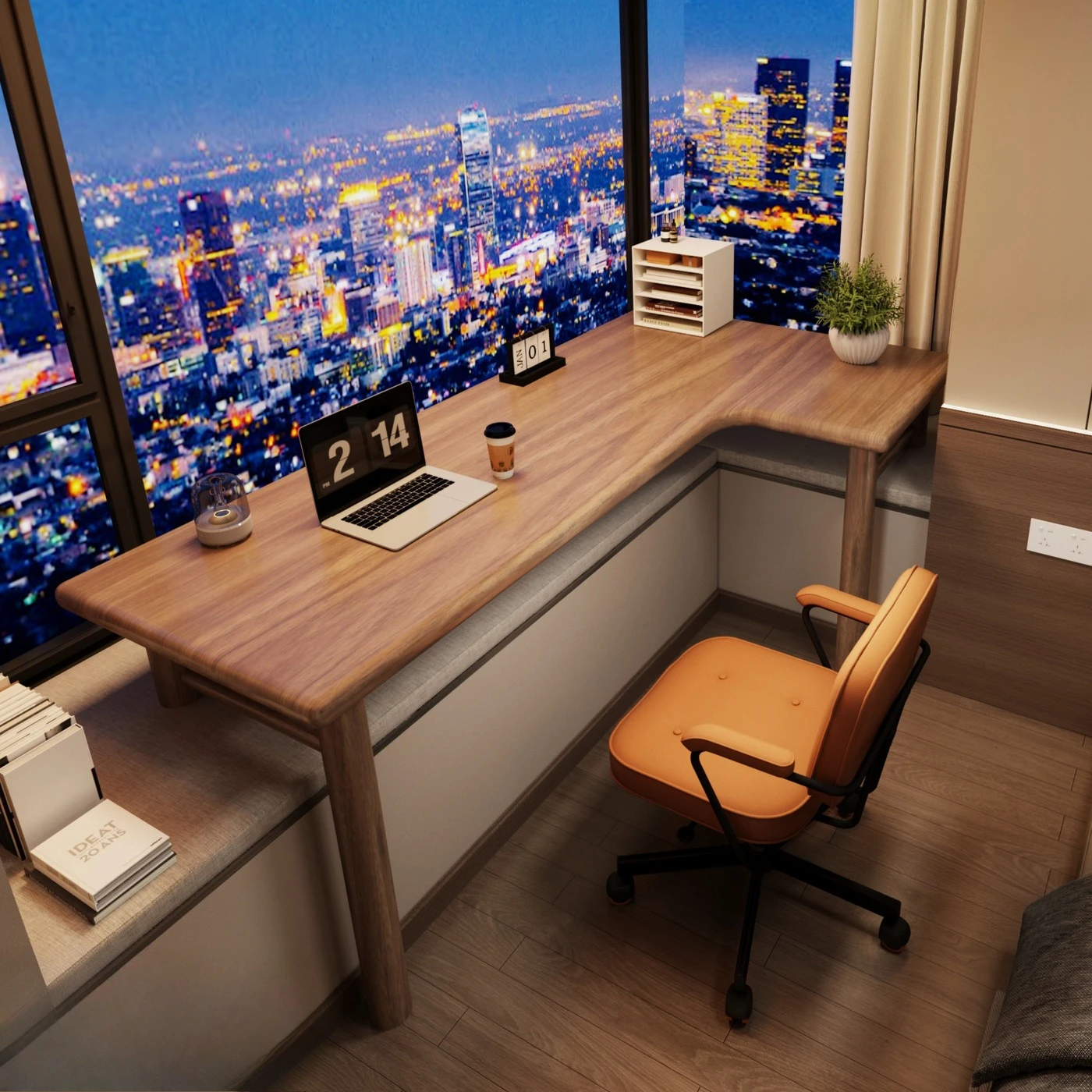 Solid wood corner de sk, window study table, home d esk, seven-character computer des k