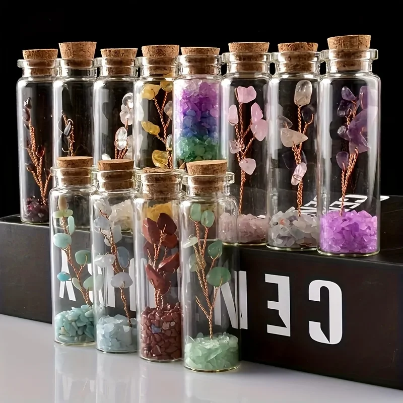 Two Natural Stone Tree Drifting Bottle Decorations, Suitable for Indoor or Car Decor