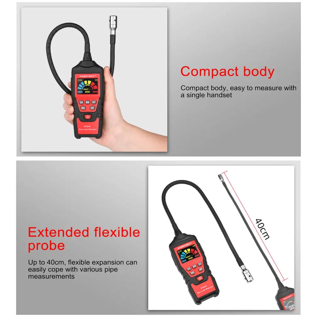 Gas Leak Detector HABOTEST HT601A Flammable Combustible Natural Gas Leak Location Determine Meter Analyzer Sound Alarm