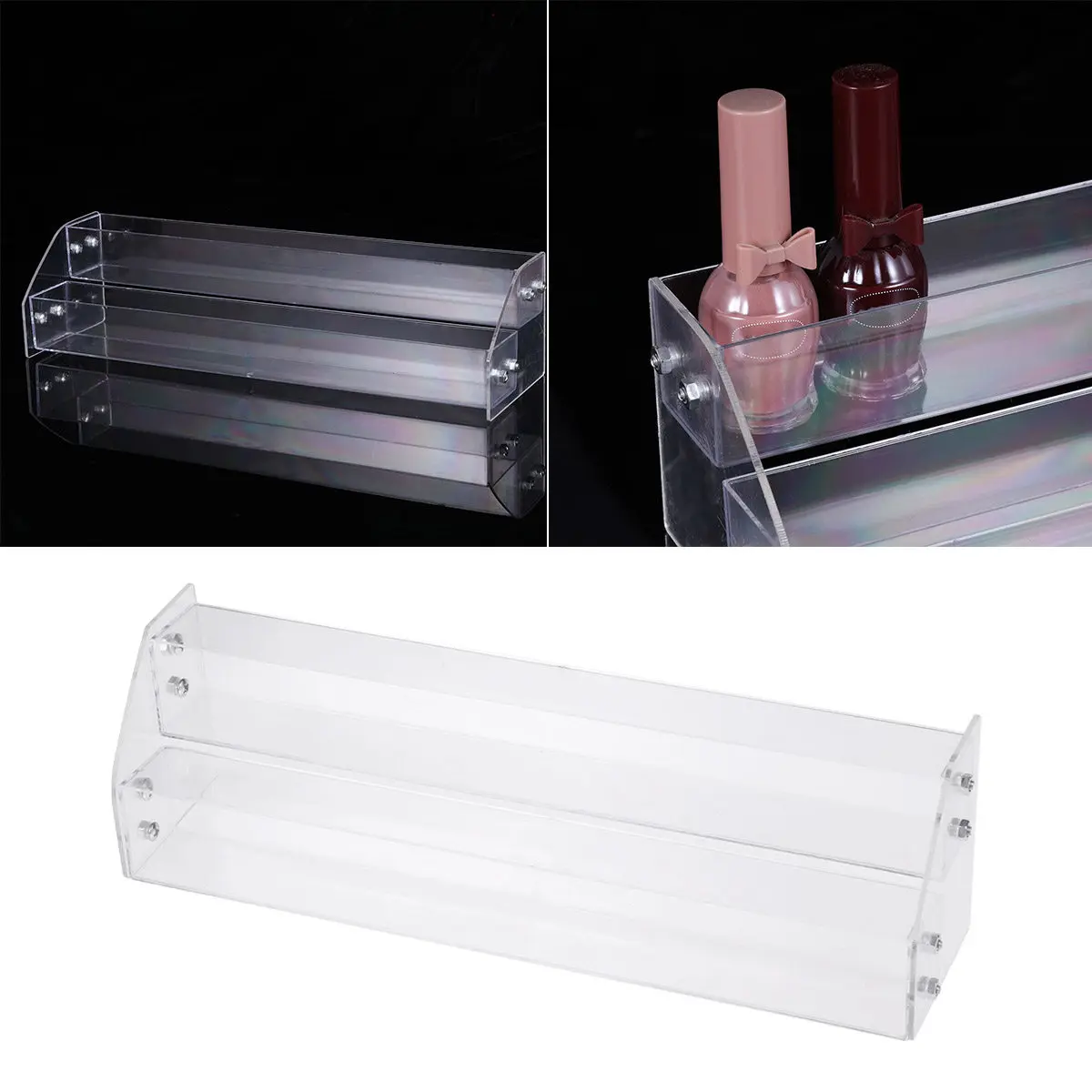 

Transparent Acrylic Nail Polish Display Organizer 2 Layers Multilayer Storage Box for Beauty Products Vanity Acrylic Organizer