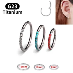 8/10/12mm Women's Simple Hoop Earrings G23 Titanium Crystal Zircon Nose Ring Tragus Helix Ear Cartilage Piercing Trendy Jewelry