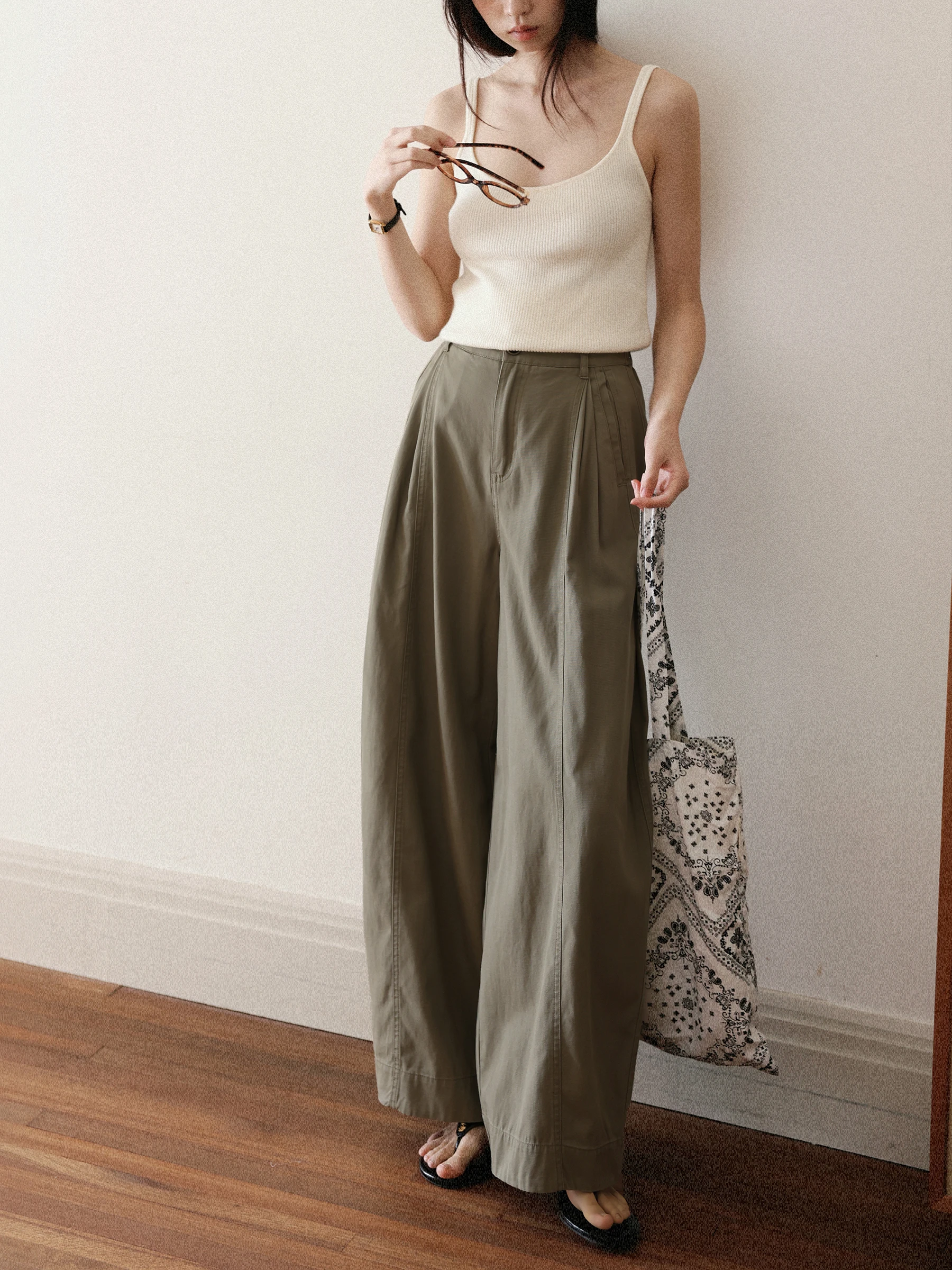 MUNNS RUIXI Loose Comfortable Casual Wide Leg Pants High Waist Lenzing Lyocell Fiber Cotton Blend Spring 2026 Ladies Trousers