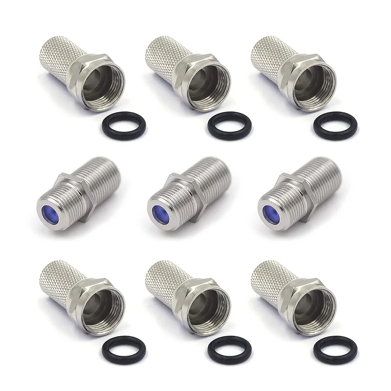 9pcs Coaxial Cable Connector Combined Format, 3GHz Coax Coupler for Coaxial Cable Extender,  TV Cable Connector Kit