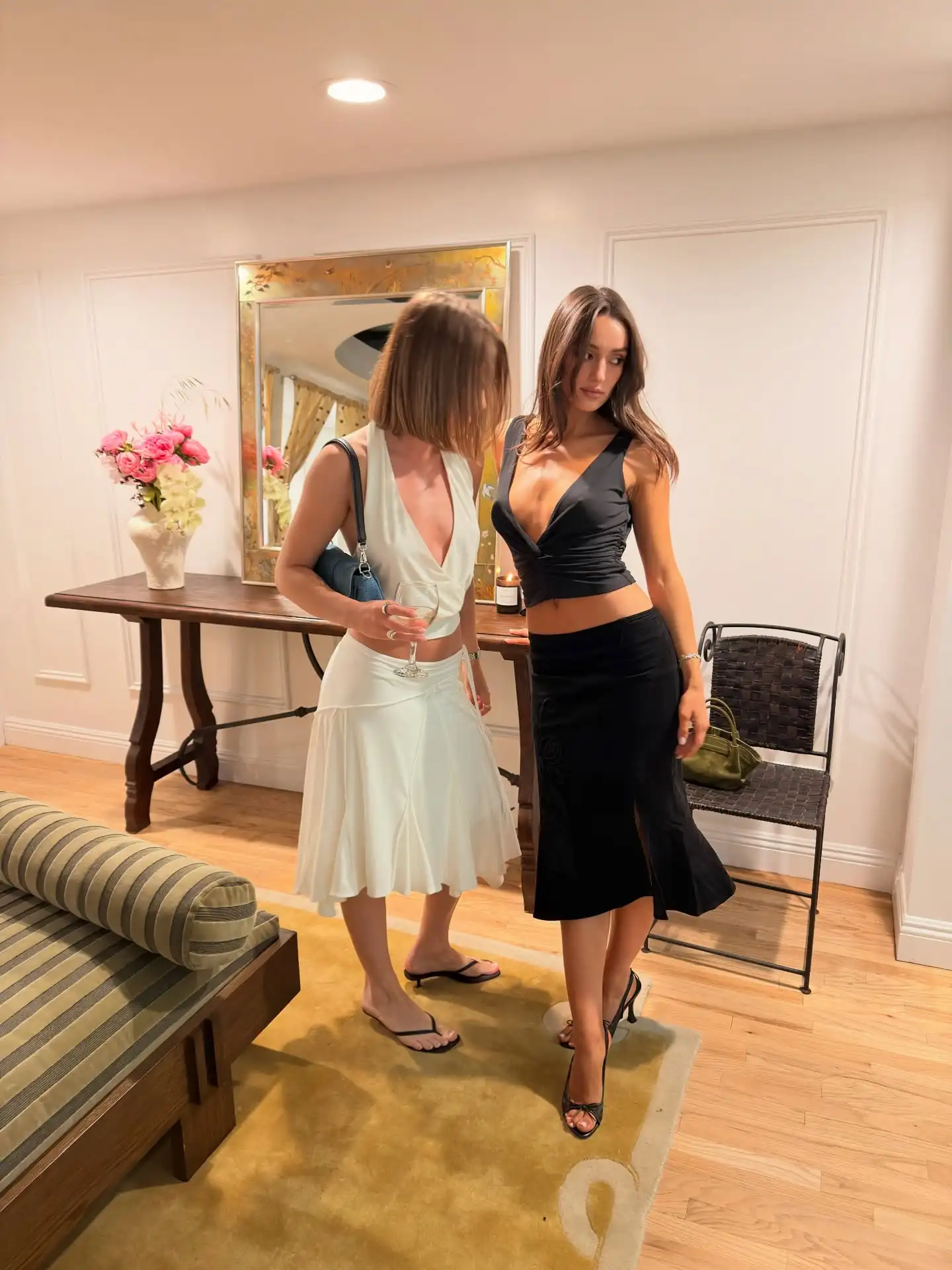 With Jen Low-waisted Pull-out Midi Skirt, French-style Tie-up Flowy Asymmetrical Skirt