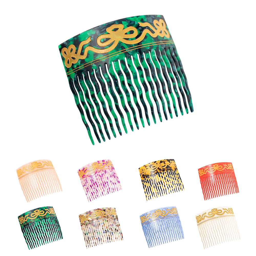 Vintage Hair Combs Colorful Acetate Hair Accessories Tortoise shell Women Hair clips Flamenco Headdresses Comb Bronzing jewelry
