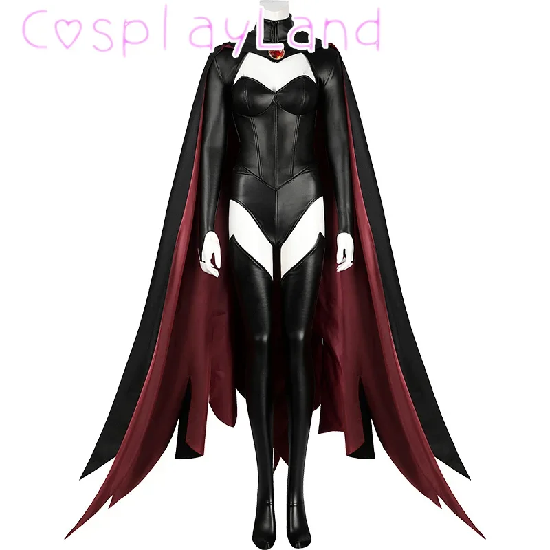 X 97 Red Queen Cosplay Costume Madelyne Pryor Fairy Queen Cloak Disfraz Halloween Costume With Black Corset Sexy Suit Outfit