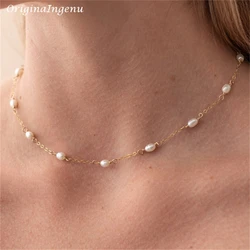 14K Gold Filled/925 Silver Natural Pearl Necklace Handmade Necklace Choker Pendants Collier Femme Kolye Collares Boho Jewelry