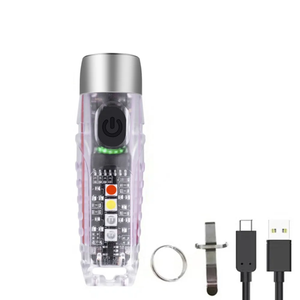 

Супер яркий мини-брелок-фонарик высокой мощности USB-C перезаряжаемый портативный карманный фонарик многофункциональный 11 режимов