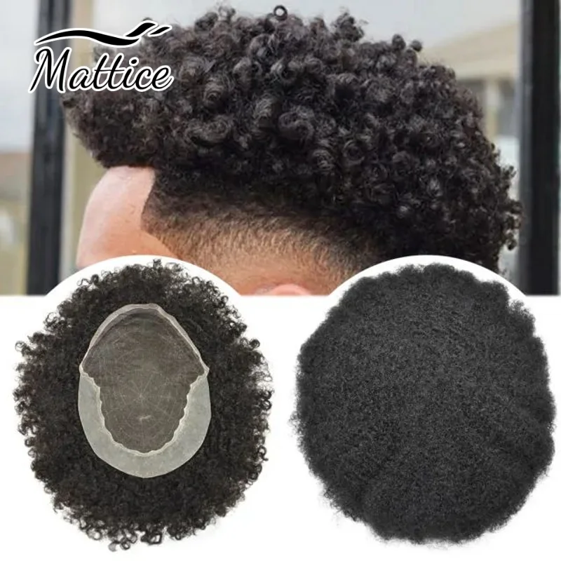 

Curly Men Toupee of Lace Base with pu Natural Human Hair Units Afro curl Hair pieces for mens Human hair replacement system